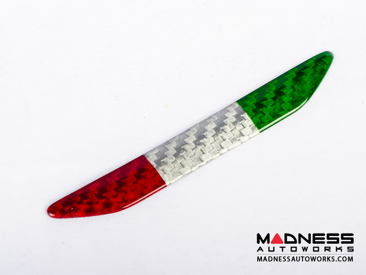 Alfa Romeo 4C Carbon Fiber Steering Wheel Badge Italian Flag MADNESS Autoworks Auto Parts